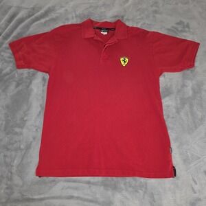 ✨Vintage Ferrari Embroidered Polo Cotton Shirt Size Mens Large✨